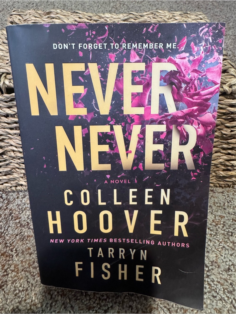 Never Never by Colleen Hoover & Tarryn Fisher - Black & Pink Paperback Novel